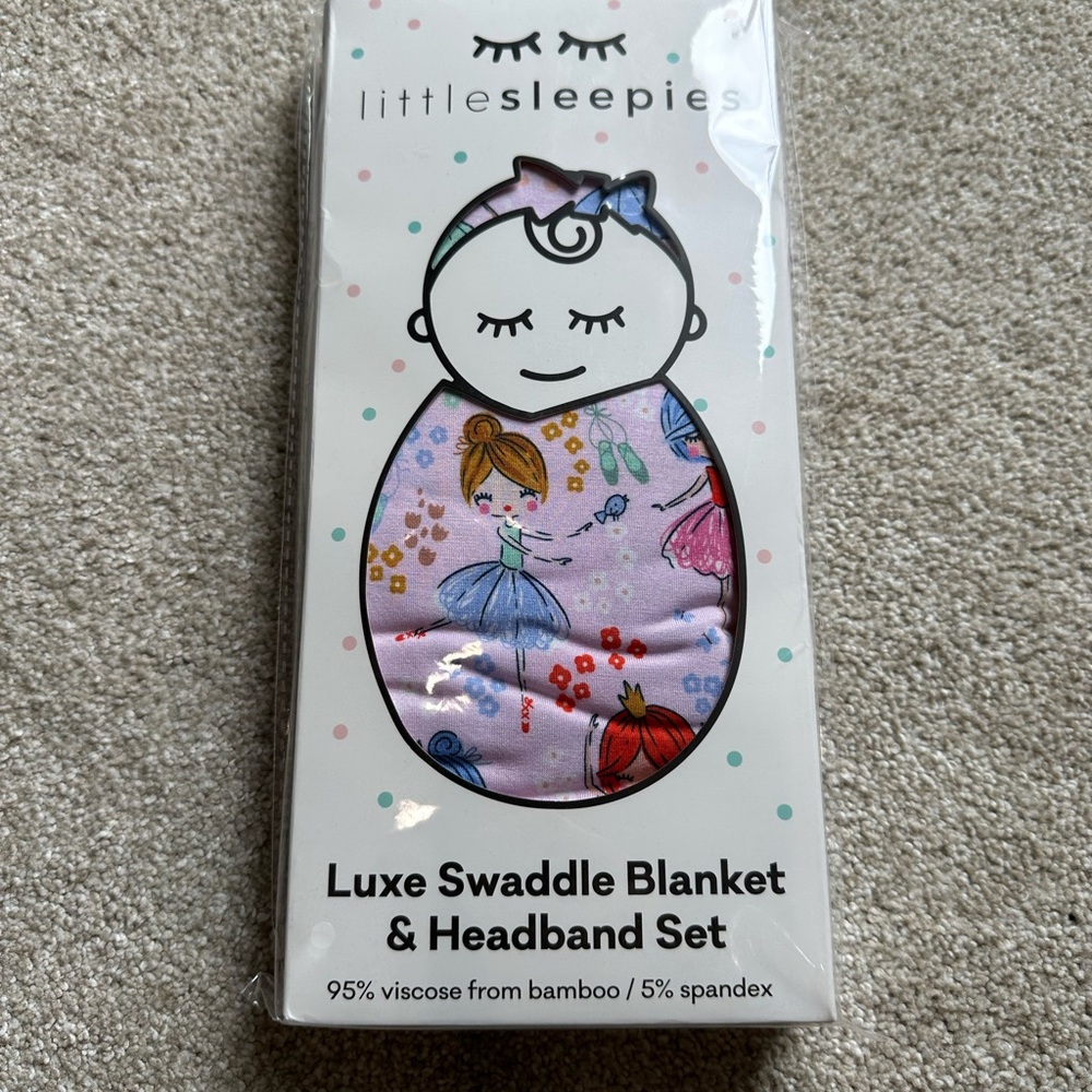 Little Sleepies Prima Ballerina Swaddle & Luxe Bow Headband Set - NIB